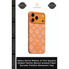 Floranova Delux Serisi iPhone 17 Pro Uyumlu Gilded Tactile Woven Aramid Fiber Koruma Telefon Aksesuarı Cep