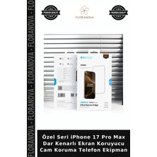 Floranova Özel Seri iPhone 17 Pro Max Dar Kenarlı Ekran Koruyucu Cam Koruma Telefon Ekipman