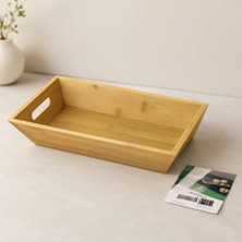 Bambu Dikdörtgen Sunum Tepsisi 16X30X4.5 cm (Çift Kulplu)