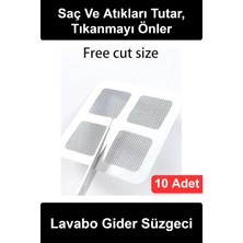 Wonara #lavabosüzgeci Lavabo Gider Süzgeci 10 Adet Yapışkanlı Tül Saç Tutucu Banyo Duş Zemin Tıkanma Önleyici Kesilebilir Temizlenebilir Filtre Sineklik Yaması Kullan At Pratik Koruyucu File