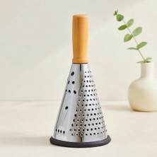 8" Ahşap & Bambu Saplı Çelik Rende (Silikon Taban, 3 Bölümlü)