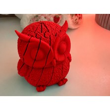 3D Baskı Hareketli Baykuş Figürü - Eklemli Flexi Oyuncak - Kırmızı