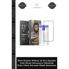 Floranova Özel Üretim iPhone 15 Pro Uyumlu Cam Ekran Koruyucu Teknoloji Ürün Cihaz Koruma Mobil Aksesuar