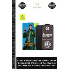 Floranova Cihaz Koruma Hassas Doku Yüksek Çözünürlük iPhone 15 Pro Uyumlu Mat Oyuncu Ekran Koruyucu Cam