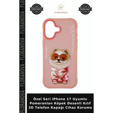 Floranova Özel Seri iPhone 17 Uyumlu Pomeranian Köpek Desenli Kılıf 3D Telefon Kapağı Cihaz Koruma