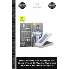 Floranova Mobil Koruma Cep Aksesuar Net Görüş iPhone 15 Uyumlu Uygulama Aparatlı Cam Ekran Koruyucu