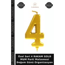 Floranova Özel Seri 4 Rakam Gold Mum Parti Malzemesi Doğum Günü Organizasyon