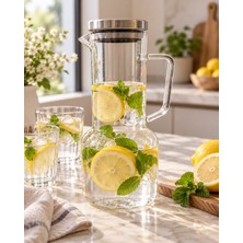 Leylart Paslanmaz Kapaklı Cam Sürahi 950 ml Mrc-02