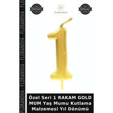 Floranova Özel Seri 1 Rakam Gold Mum Yaş Mumu Kutlama Malzemesi Yıl Dönümü