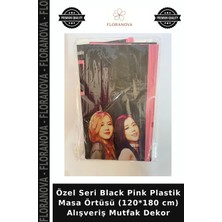 Floranova Özel Seri Black Pink Plastik Masa Örtüsü (120*180 Cm) Alışveriş Mutfak Dekor