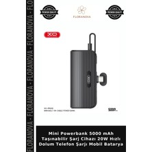 Floranova Mini Powerbank 5000 Mah Taşınabilir Şarj Cihazı 20W Hızlı Dolum Telefon Şarjı Mobil Batarya