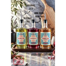 TheBRo 500ML Ahşap Stantlı Red Serisi Kalın Şeffaf Cam Zeytinyağı,sirke ve Nar Ekşisi Şişesi Yağdanlık Set