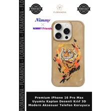 Floranova Premium iPhone 16 Pro Max Uyumlu Kaplan Desenli Kılıf 3D Modern Aksesuar Telefon Koruyucu