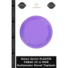 Floranova Delux Serisi Plastik Tabak 25 Li Mor Kutlamalar Davet Toplantı