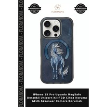 Floranova iPhone 15 Pro Uyumlu Magsafe Destekli Unicorn Kılıf 3D Cihaz Koruma Akıllı Aksesuar Kamera Korumalı