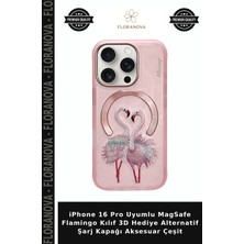 Floranova iPhone 16 Pro Uyumlu Magsafe Flamingo Kılıf 3D Hediye Alternatif Şarj Kapağı Aksesuar Çeşit