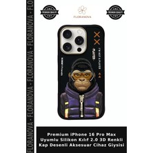 Floranova Premium iPhone 16 Pro Max Uyumlu Silikon Kılıf 2.0 3D Renkli Kap Desenli Aksesuar Cihaz Giysisi