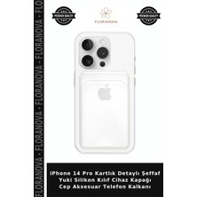 Floranova iPhone 14 Pro Kartlık Detaylı Şeffaf Yuki Silikon Kılıf Cihaz Kapağı Cep Aksesuar Telefon Kalkanı
