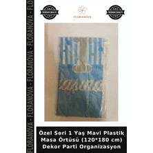 Floranova Özel Seri 1 Yaş Mavi Plastik Masa Örtüsü (120*180 Cm) Dekor Parti Organizasyon