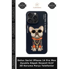 Floranova Delux Serisi iPhone 14 Pro Max Uyumlu Köpek Desenli Kılıf 3D Koruma Parça Telefonlar