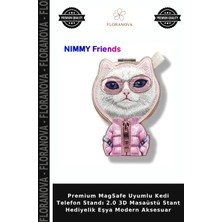 Floranova Premium Magsafe Uyumlu Kedi Telefon Standı 2.0 3D Masaüstü Stant Hediyelik Eşya Modern Aksesuar