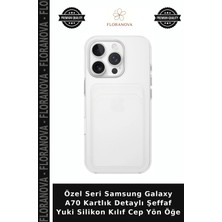 Floranova Özel Seri Samsung Galaxy A70 Kartlık Detaylı Şeffaf Yuki Silikon Kılıf Cep Yön Öğe