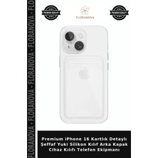 Floranova Premium iPhone 16 Kartlık Detaylı Şeffaf Yuki Silikon Kılıf Arka Kapak Cihaz Kılıfı Telefon Ekipmanı