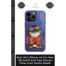 Floranova Özel Seri iPhone 14 Pro Max 3D Kedili Kılıf Tam Oturan Cihaz Kılıfı Renkli Model
