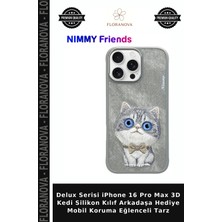 Floranova Delux Serisi iPhone 16 Pro Max 3D Kedi Silikon Kılıf Arkadaşa Hediye Mobil Koruma Eğlenceli Tarz