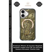 Floranova Premium iPhone 16 Uyumlu Magsafe Destekli Leopar Kılıf 3D Tuş Koruma Kamera Korumalı Telefon Kabı