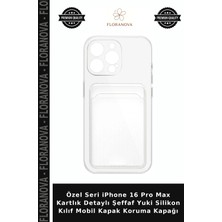 Floranova Özel Seri iPhone 16 Pro Max Kartlık Detaylı Şeffaf Yuki Silikon Kılıf Mobil Kapak Koruma Kapağı