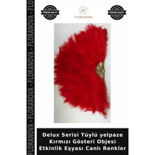 Floranova Delux Serisi Tüylü Yelpaze Kırmızı Gösteri Objesi Etkinlik Eşyası Canlı Renkler
