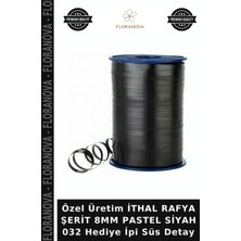 Floranova Özel Üretim Ithal Rafya Şerit 8mm Pastel Siyah 032 Hediye Ipi Süs Detay
