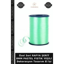 Floranova Özel Seri Rafya Şerit 8mm Pastel Fıstık Yeşili Dekorasyon Tasarım El Işi