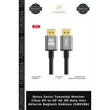 Floranova Delux Serisi Teknoloji Monitör Cihaz Dp To Dp 4K 3m Data Veri Aktarım Bağlantı Kablosu (GB018A)