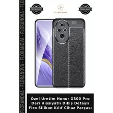 Floranova Özel Üretim Honor X300 Pro Deri Hissiyatlı Dikiş Detaylı Firo Silikon Kılıf Cihaz Parçası