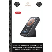 Floranova Premium 10000MAH Şeffaf Magsafe Powerbank 20W Pd 15W Hızlı Dolum Dijital Gösterge Manyetik Cihaz