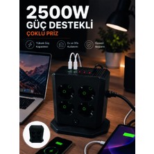 Çoklu Priz 8 Çıkışlı 4 USB 2 Type-C Anahtarlı Dikey Priz Kulesi