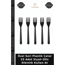 Floranova Özel Seri Plastik Çatal 25 Adet Siyah Ofis Etkinlik Kullan At