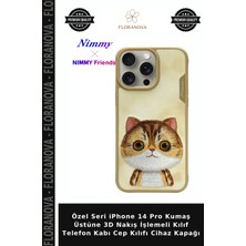 Floranova Özel Seri iPhone 14 Pro Kumaş Üstüne 3D Nakış Işlemeli Kılıf Telefon Kabı Cep Kılıfı Cihaz Kapağı