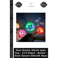 Floranova Özel Üretim Vikvik Işıklı Top - 12'li Paket - Renkli - Sesli Sürpriz Etkinlik Neşe