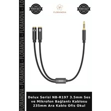 Floranova Delux Serisi NB-R197 3.5mm Ses ve Mikrofon Bağlantı Kablosu 235MM Ara Kablo Ofis Okul