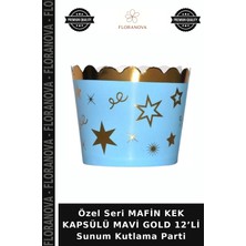 Floranova Özel Seri Mafin Kek Kapsülü Mavi Gold 12’li Sunum Kutlama Parti