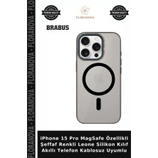 Floranova iPhone 15 Pro Magsafe Özellikli Şeffaf Renkli Leone Silikon Kılıf Akıllı Telefon Kablosuz Uyumlu