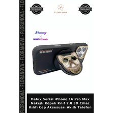 Floranova Delux Serisi iPhone 16 Pro Max Nakışlı Köpek Kılıf 2.0 3D Cihaz Kılıfı Cep Aksesuarı Akıllı Telefon