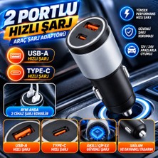 Str Store Araç Içi Çakmaklığa Takılantype-C ve USB Girişli 2 Portlu Hızlı Şarj Adaptörü