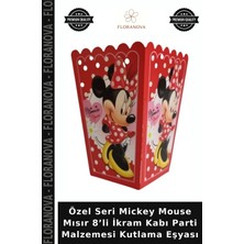 Floranova Özel Seri Mickey Mouse Mısır 8’li Ikram Kabı Parti Malzemesi Kutlama Eşyası