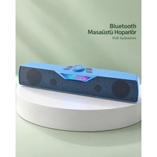 Rgb Işıklı Bluetooth 5.4 Masaüstü Soundbar Hoparlör USB ve Tf Kart Destekli Mavi - Lisinya