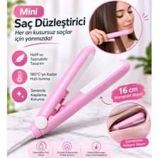 Vida Nova Mini Saç Düzleştirici Pembe 16 cm Seramik Kaplamalı Taşınabilir Seyahat Tipi