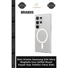 Floranova Özel Üretim Samsung S24 Ultra Magsafe Ince Şeffaf Royal Kapak Kap Telefon Cihaz Kabı